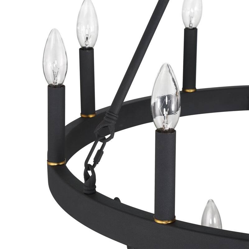 Acroma 15-light Farmhouse Black Tiered Chandelier for Dining Room - 27.5 inches