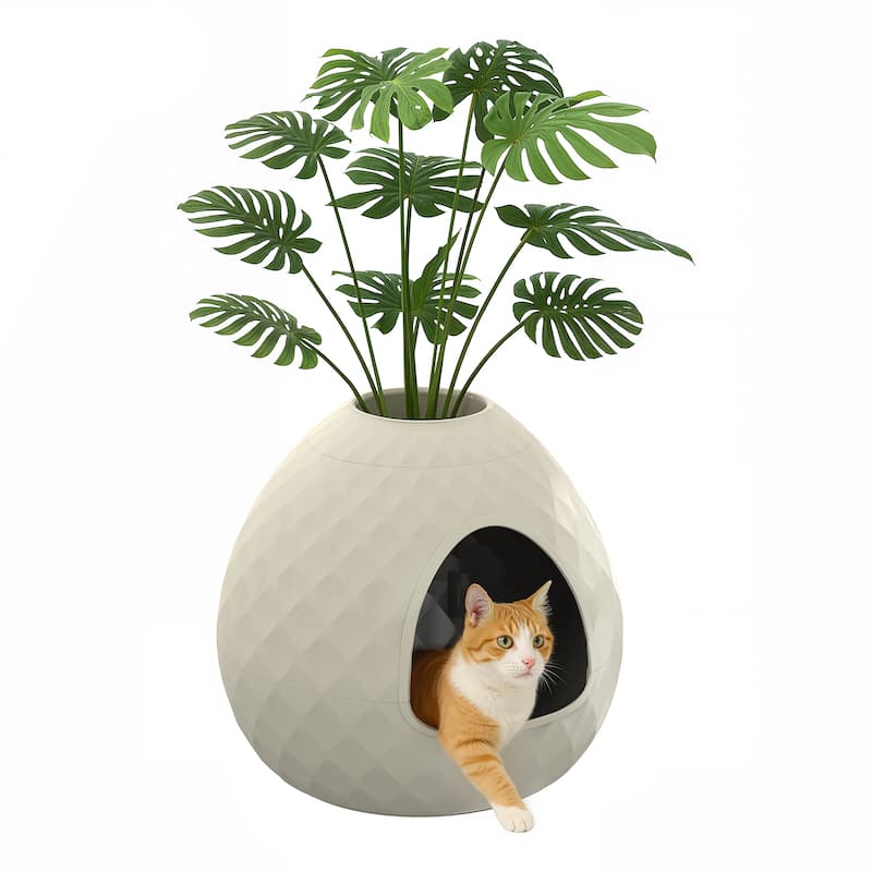 Egg-Shaped Cat Litter Box, UV-Protected PP Material Flowerpot-Style - On  Sale - Overstock - 43734409