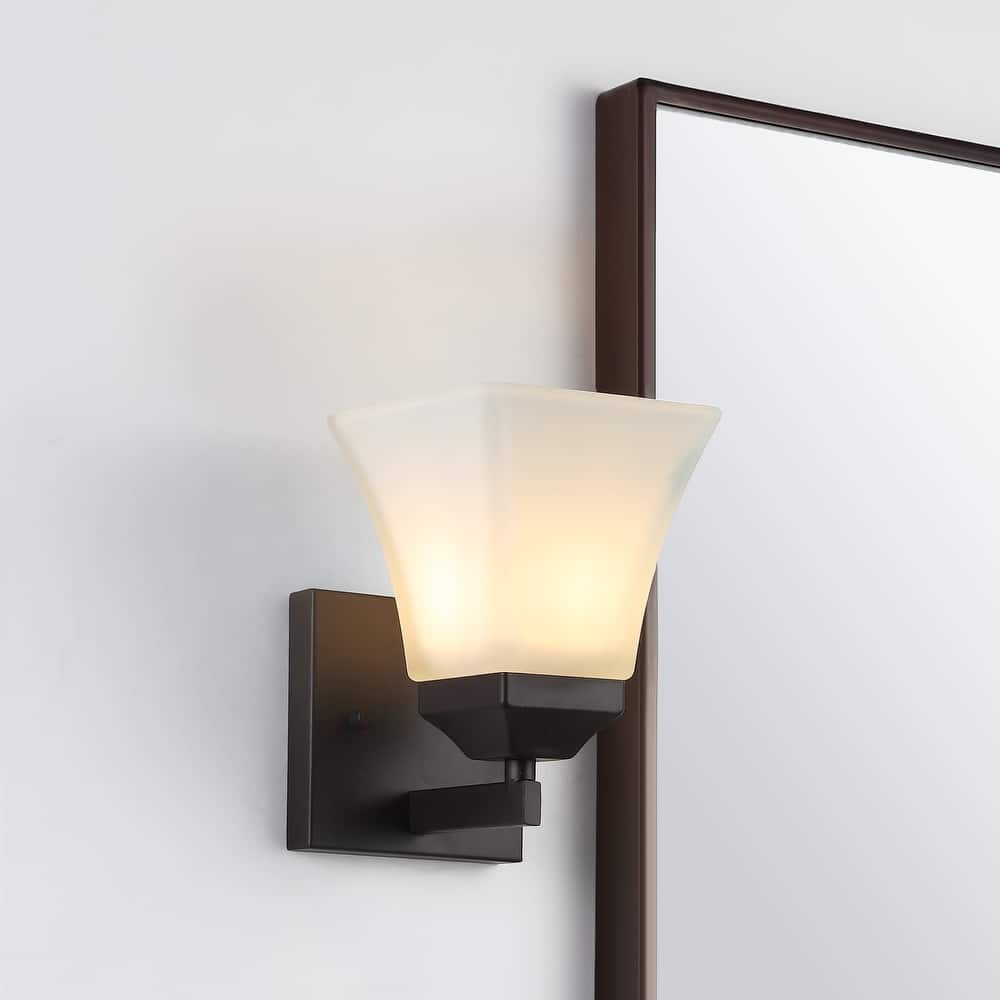 Staunton Iron/Glass Modern Cottage LED Vanity Light, Oil Rubbed Bronze by JONATHAN Y