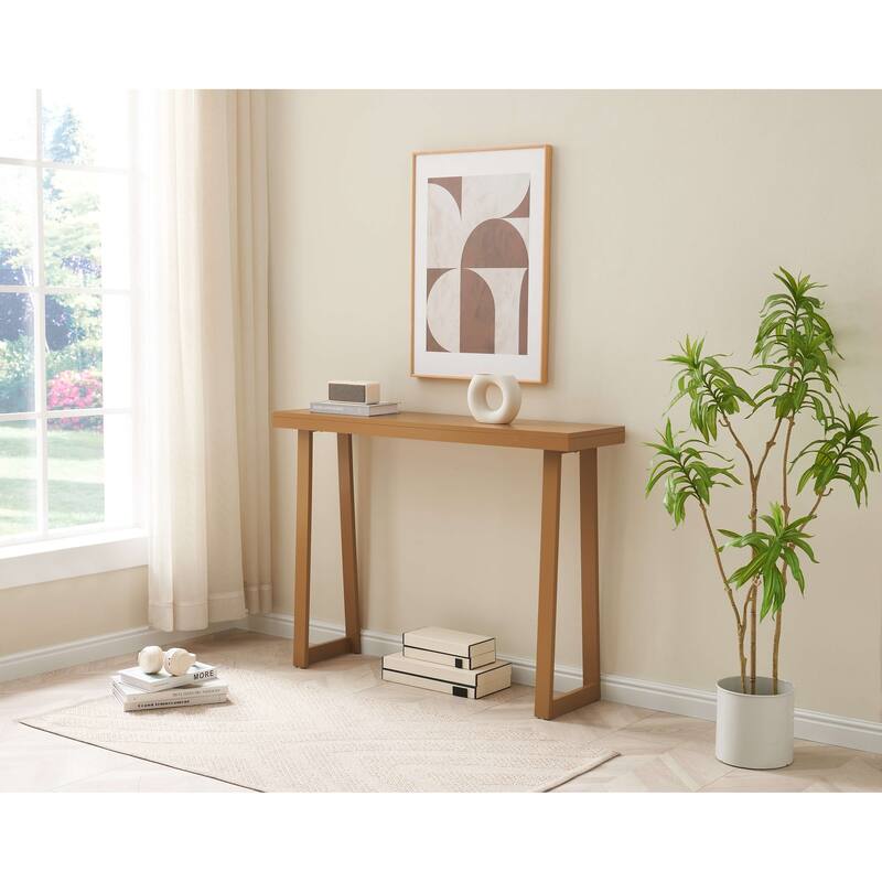 Claude Collection Wood 44" Modern Console Table with Shelf - Honey Mustard