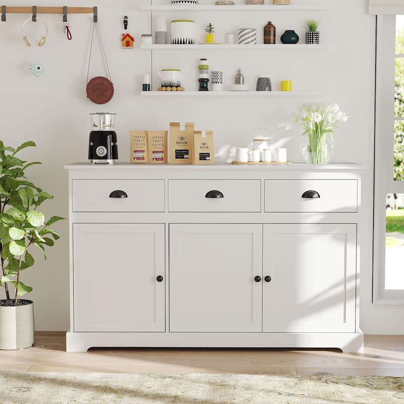 Gymax Modern Buffet Sideboard 53.5'' Storage Cabinet w/ 3 Drawers 3