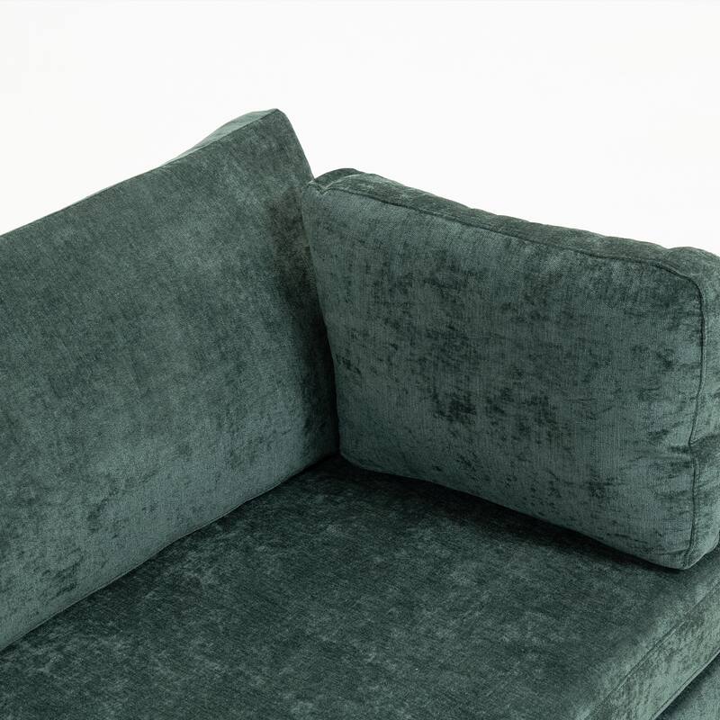 Chenille Upholstered 3 Seater Sofa, Cloud Sofa with 2 Pillows, Deep Seat Sofa with Storage Pocket for Living Room, Apartment