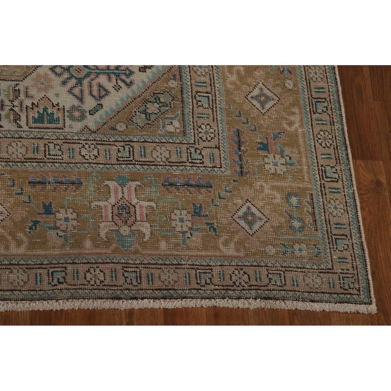 Geometric Tabriz Persian Area Rug Handmade Wool Carpet - 6'5" x 9'7"