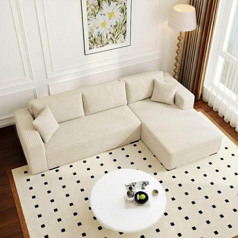 Black L-Shaped Compressed Foam Sofa – Ready-to-Use Sectional Couch with Chaise