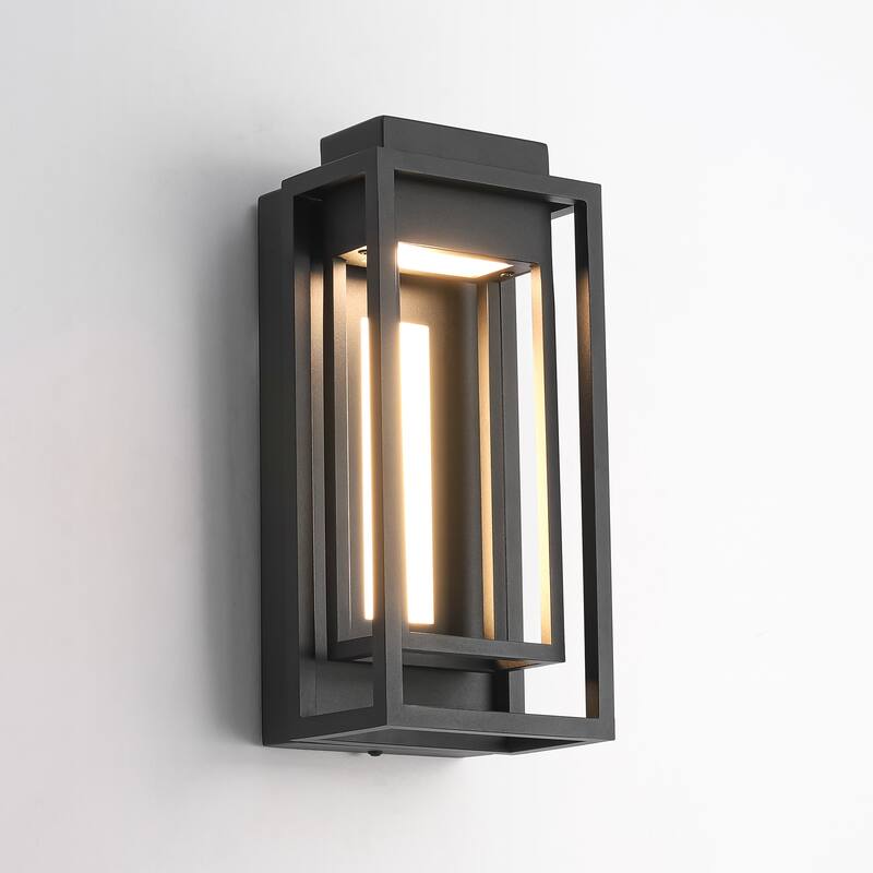 6.5" W 1-Light Modern Industrial Black Rectangle Aluminum Integrated LED Outdoor Wall Sconce