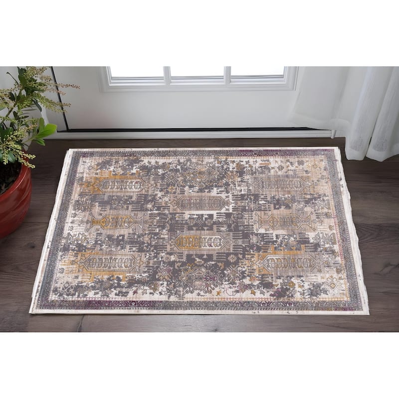 HomeRoots Southwestern Modern Rectangle Area Rug - 60.00 in. x 27.00 in. x 0.60 in.