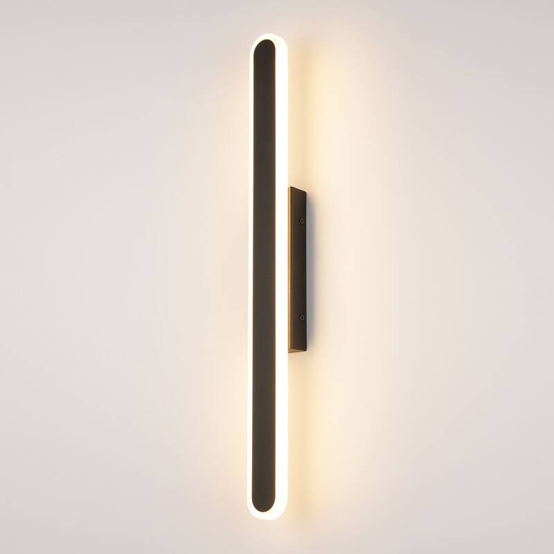 1-Light 23.8 in. Modern Black Linear Long Strip Dimmable Integrated LED Bathroom Vanity Light