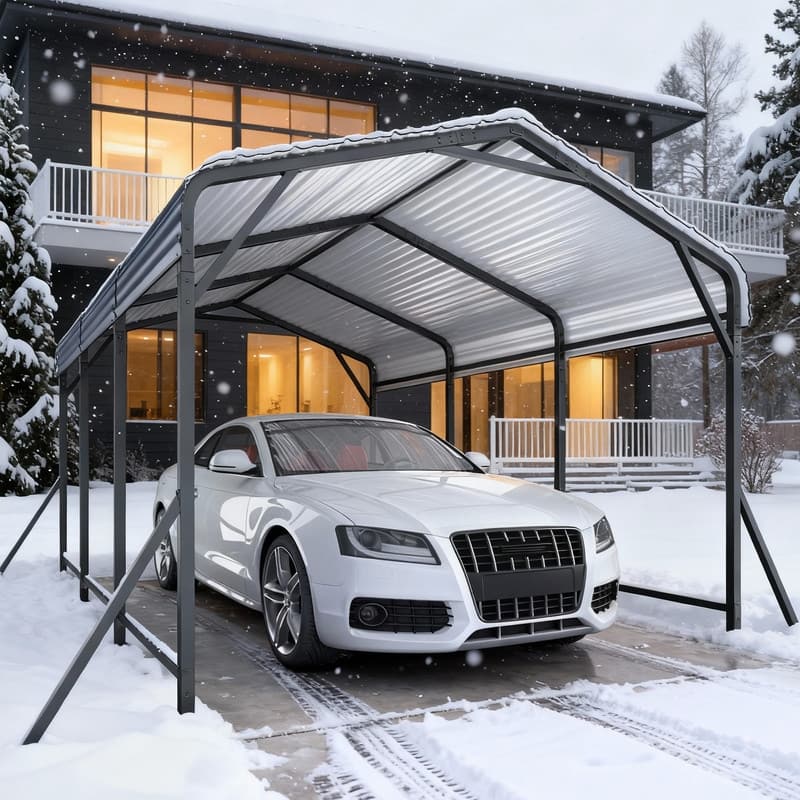EROMMY Heavy Duty Metal Carport with Extra Support Poles, UV & Waterproof Car Canopy for Outdoor Vehicle Shelter