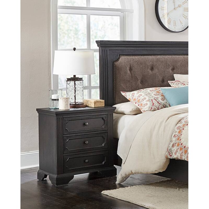 Traditional Design 3-Drawers Nightstand 1pc Rustic Style Bedroom Furniture