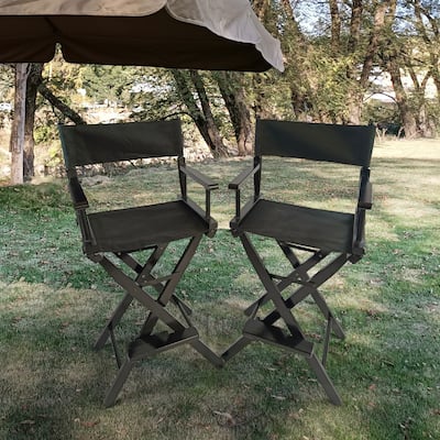 Black Foldable Director's Chair (Set of 2)