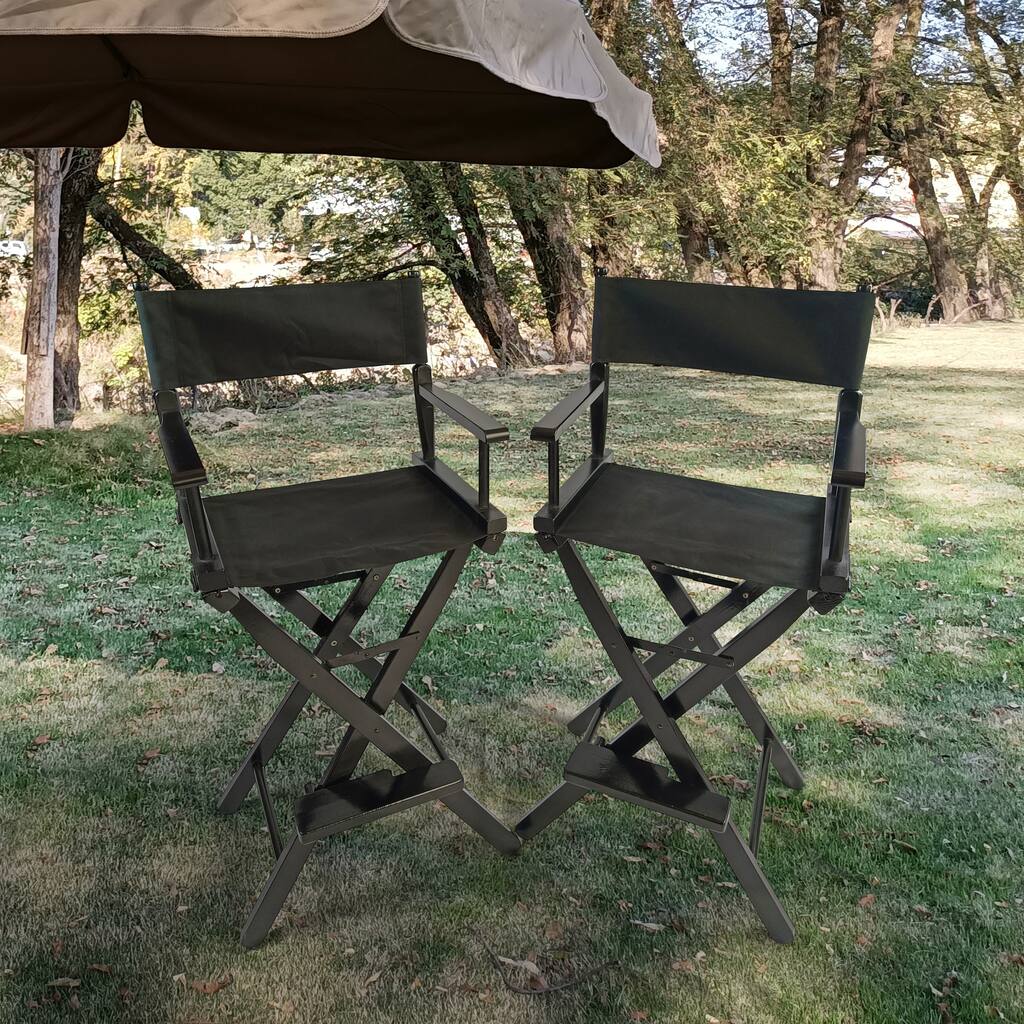 Black Foldable Director's Chair (Set of 2)