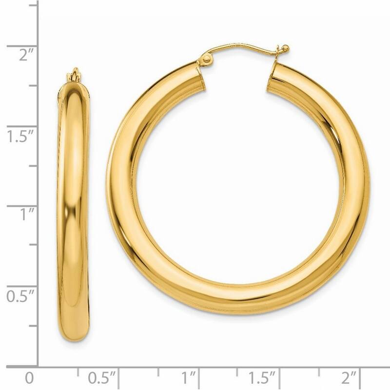 Curata 14k Yellow Gold Polished 5mm Lightweight Hoop Earrings - 30mm-50mm