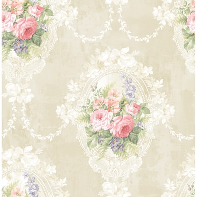 Seabrook Designs Sheard Peony Chandelier Unpasted Wallpaper