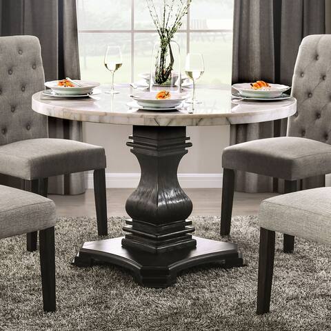 Furniture of America Brec Rustic White 48-inch Pedestal Dining Table