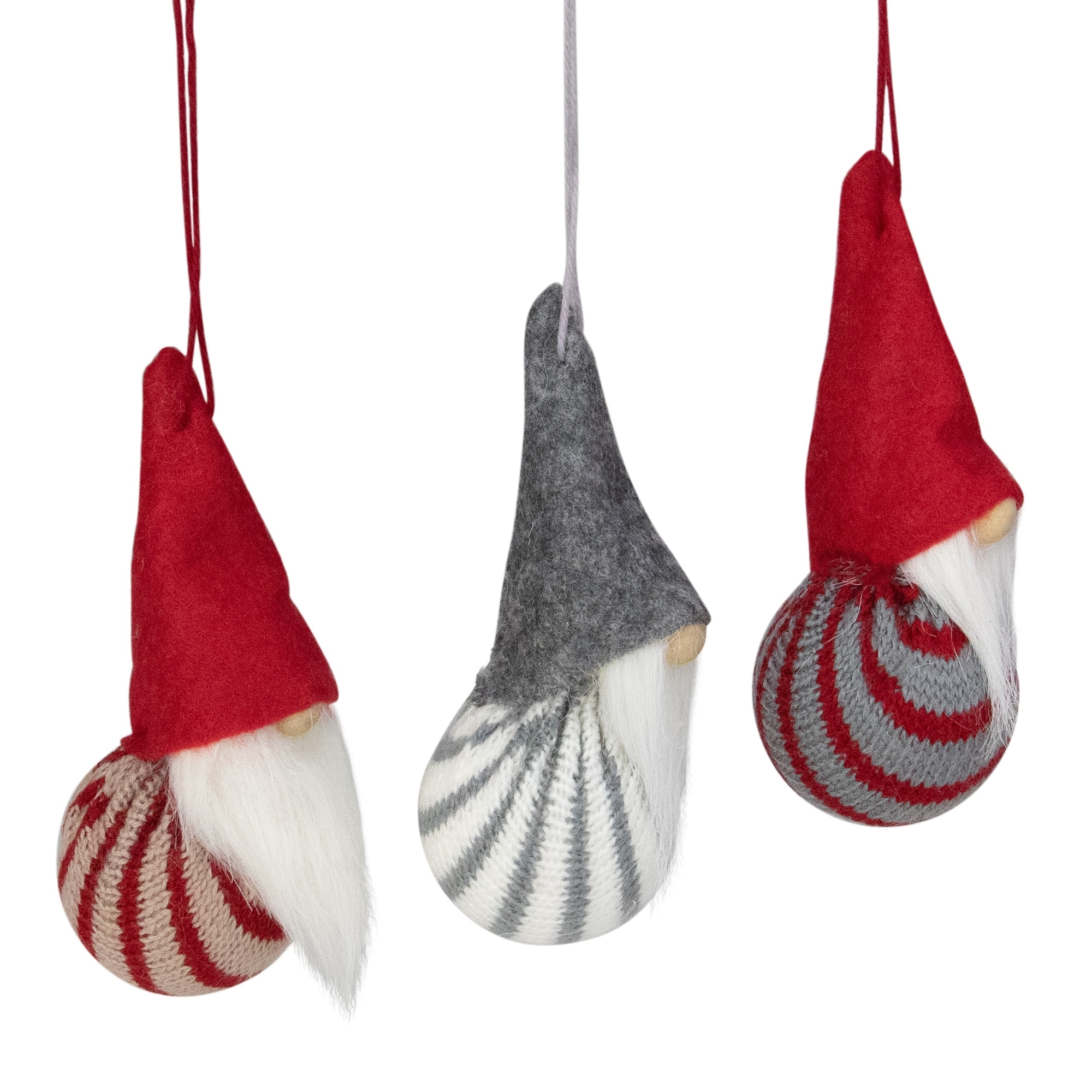 Shop Set Of 3 Red And Gray Santa Gnome Christmas Ornaments 4 75