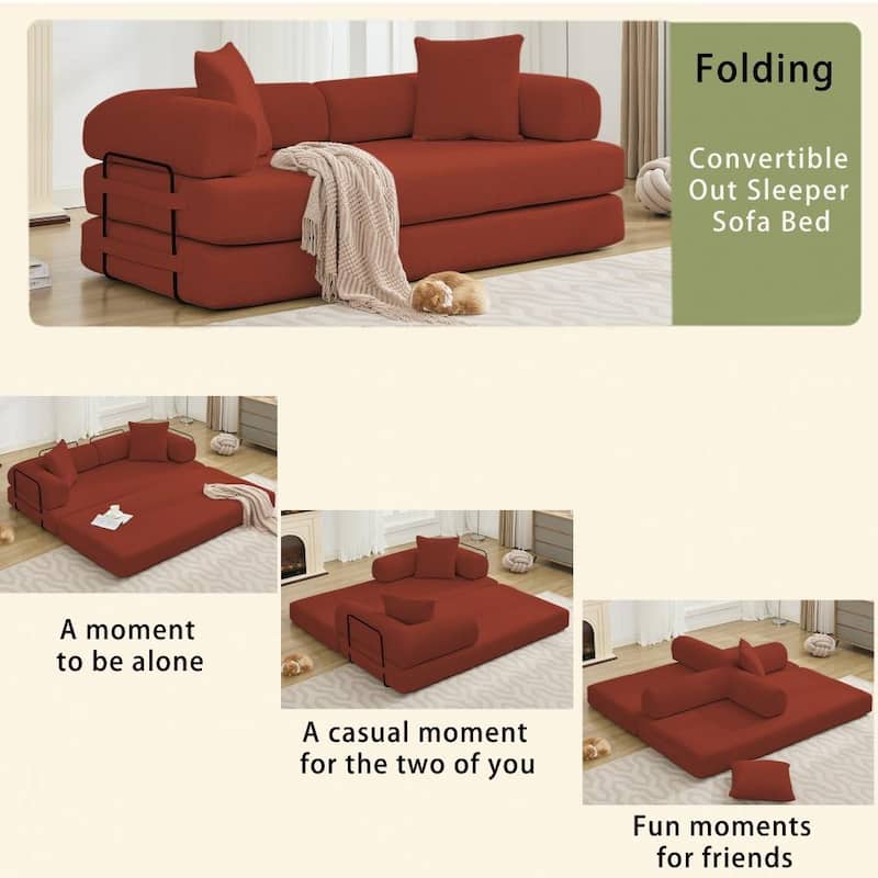 78.5" 4-in-1 Folding Convertible Out King Size Sleeper Sofa Bed
