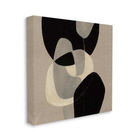 Stupell Industries Neutral Toned Shapes Abstract Layers Brown Black Canvas Wall Art