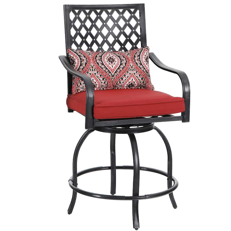 Outdoor Swivel Metal Cushioned Bar Height Patio Chairs Set of 4