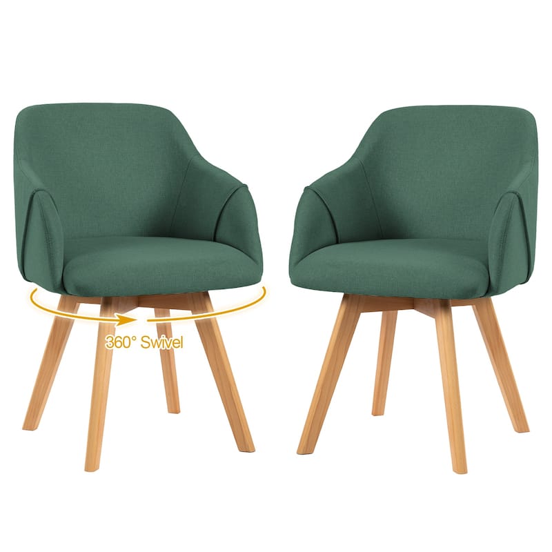 Upholstered Swivel Dining Chairs Set of 2 with Solid Wood Legs - 33.1" H x 21.5" W x 22.5" D
