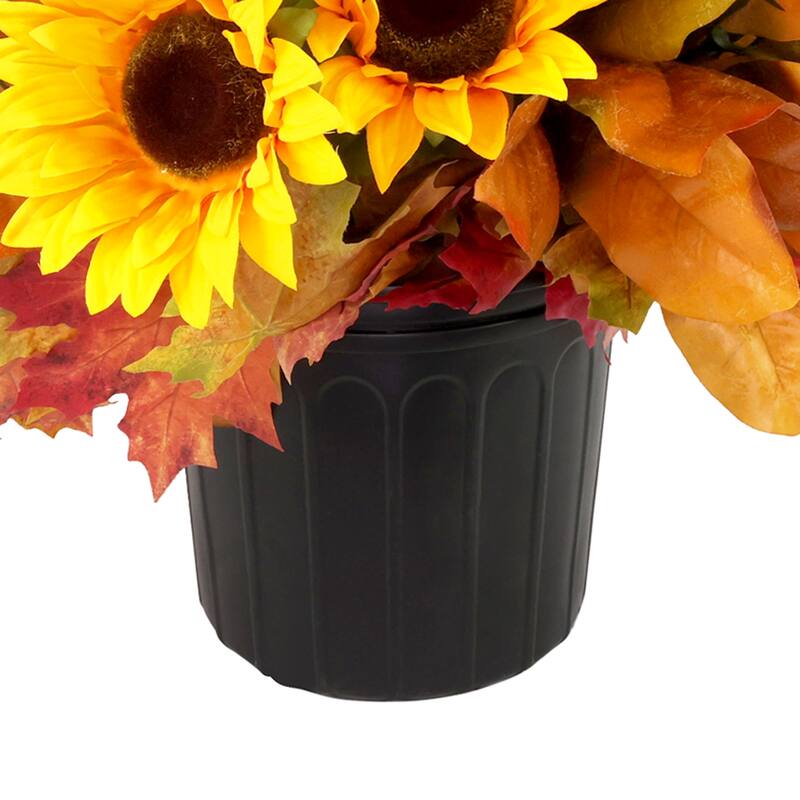 Rustic Drop-In Arrangement with Sunflowers and Seasonal Foliage