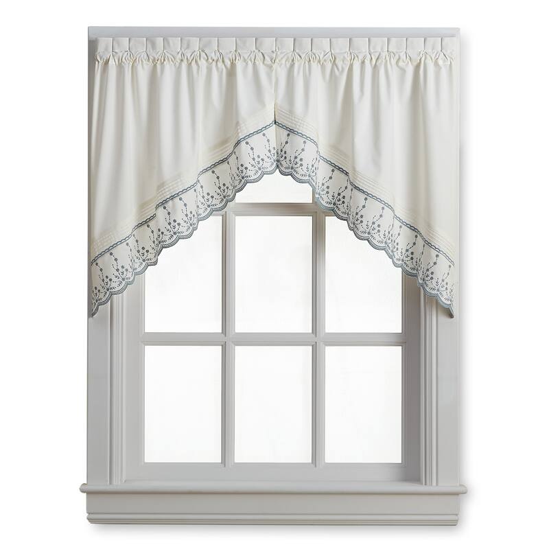 Curtainworks Abby Tailored Valance and Tier Curtain Collection - 2-Swags - Grey