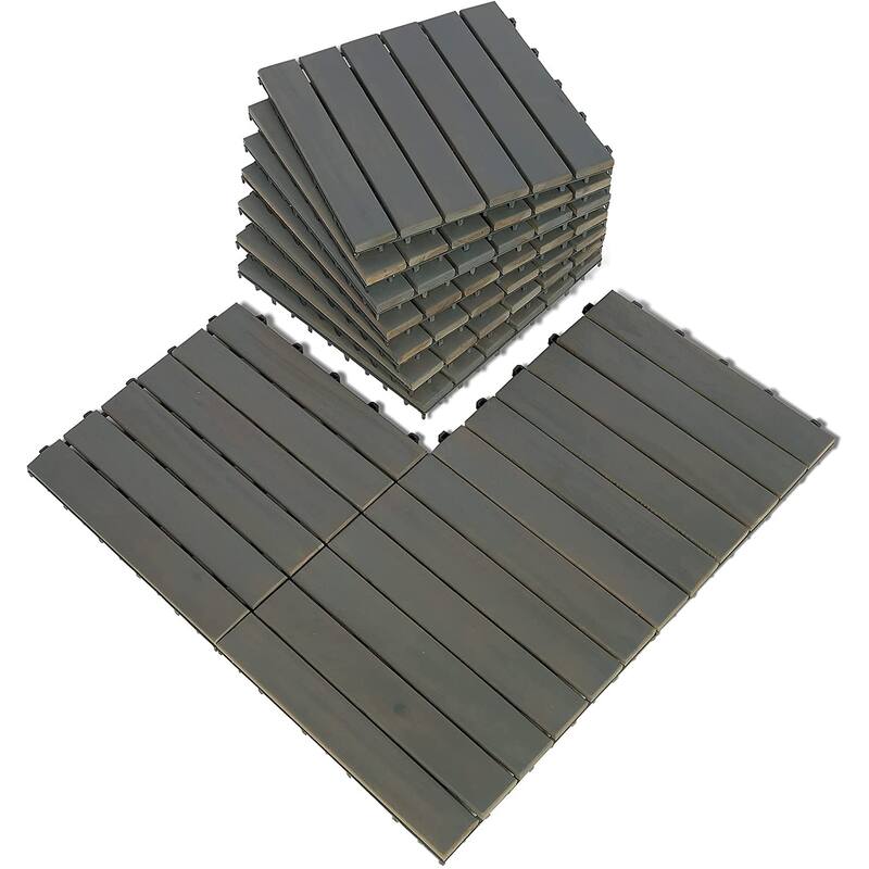 MCombo Deck Tiles 12"x12" 10Pcs, Acacia Wood WF01/02/22/33/44 - Light Grey