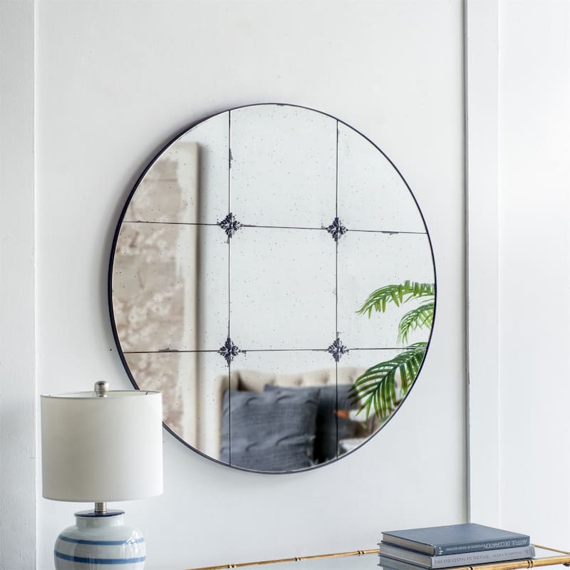 Traditional Style Round Antique Glass Wall Mirror On Sale Bed Bath