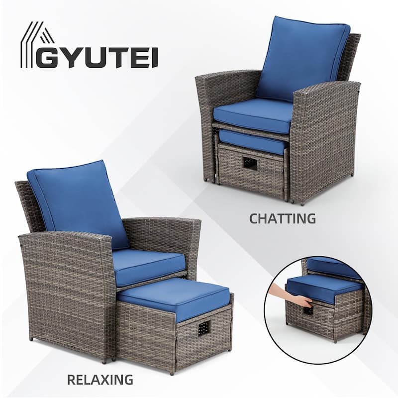 6-Piece Outdoor Sectional Sofa Set, PE Wicker Patio Furniture with Storage Coffee Table & Ottoman, Cushions, for Garden