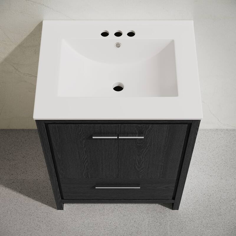 Virage 24" Freestanding Bathroom Vanity In Black Oak With 3-Hole Centerset Sink Top - 24