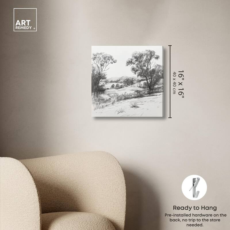 Charcoal Countryside Canvas by Art Remedy, Gallery Wrapped