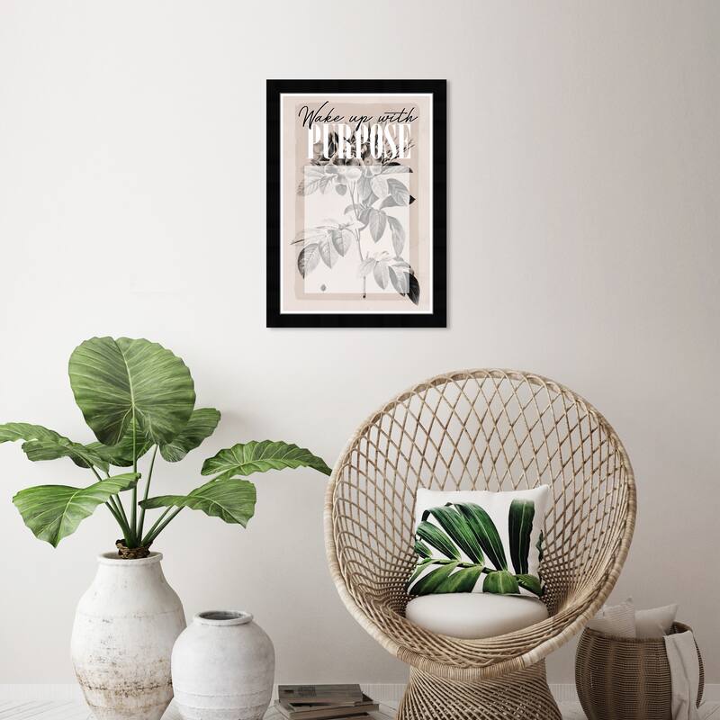 Wynwood Studio Prints Floral and Botanical With Purpose Brown and Tan Farmhouse Wall Art Canvas Print - Black