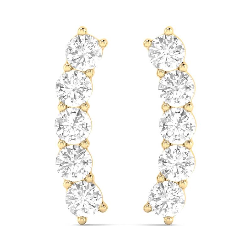 Marquee 3/8 CTW Seven Stone Natual Diamond Climber Earrings in 14K Yellow Gold
