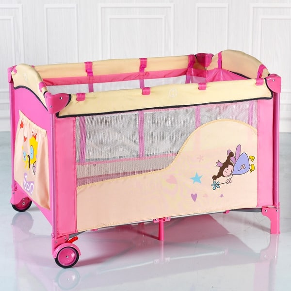 Shop Costway Foldable Baby Playpen Crib Bassinet Diaper Changing