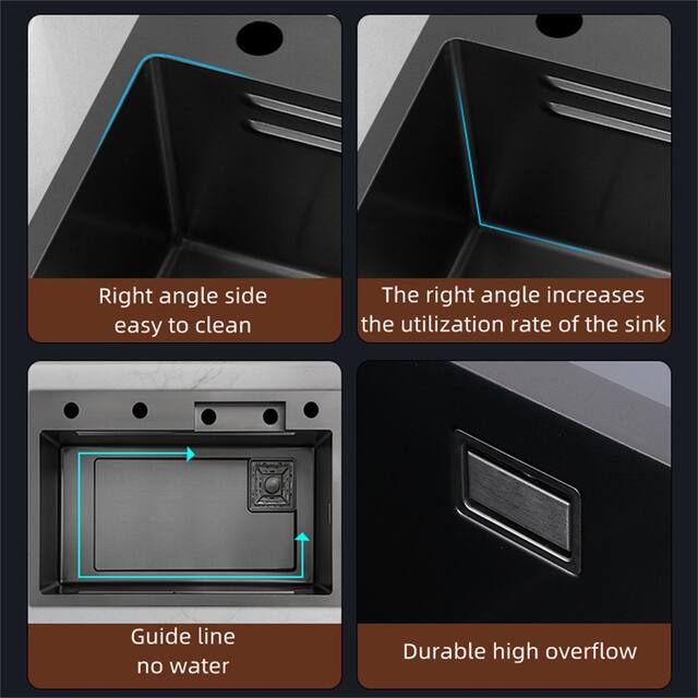 Stainless Steel Drop-in Kitchen Sink Waterfall Faucet and Ac