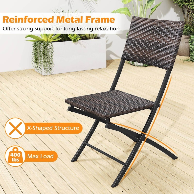 Costway 3 PCS Rattan Bistro Set with Wicker Seat & Tabletop for - See Details