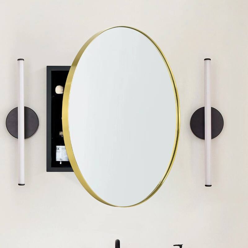 TEHOME Myriel Surface Mount Framed Round Medicine Cabinet with Mirror