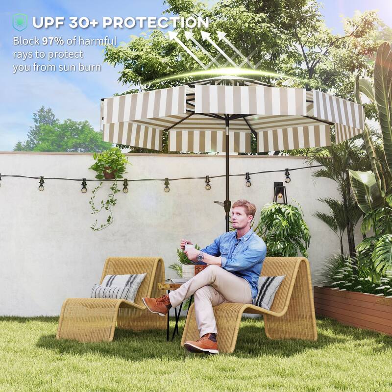 8.6 ft Outdoor Patio Umbrella for Garden Deck or Patio with Easy Hand Crank and Stable Design - 103.5"Dia x 98.8"H