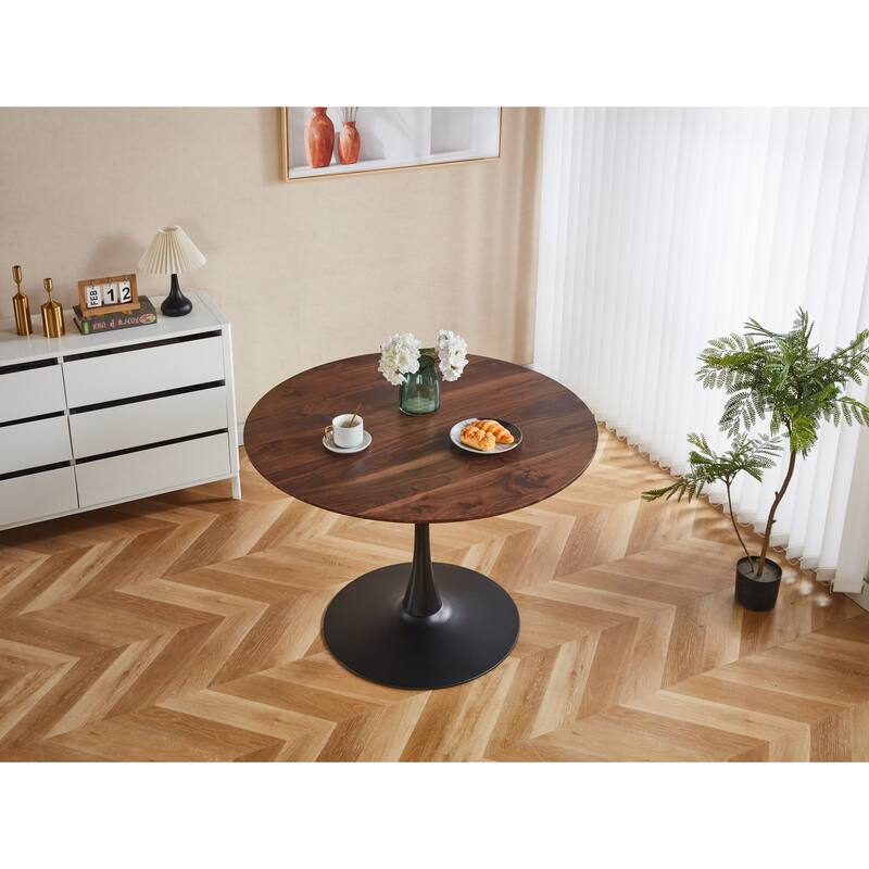 42.1" Tulip Table Mid-century Dining Table for 4-6 people With Round Mdf Table Top, Pedestal Dining Table