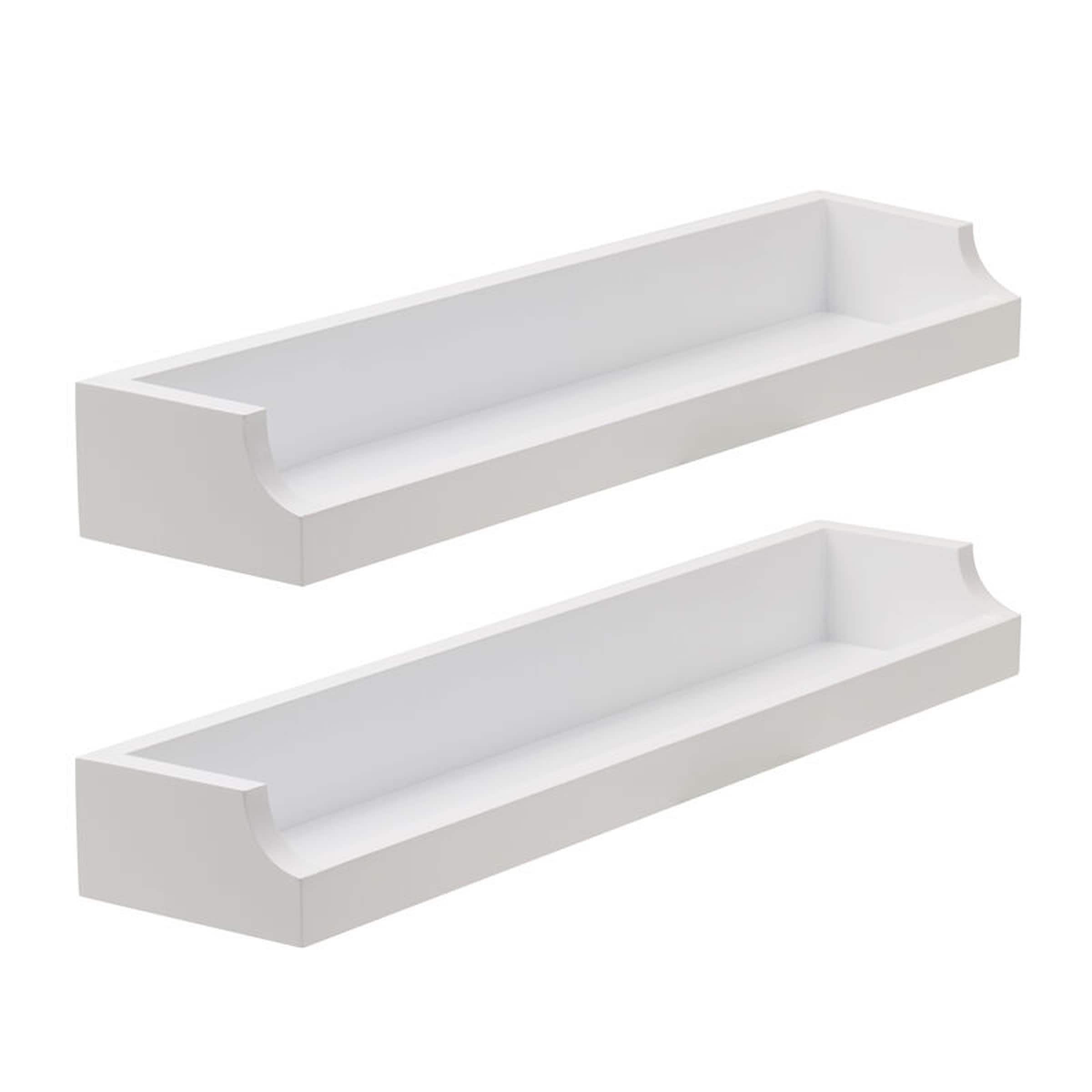 Melannco Set of 2 White Floating Curve Wall, 18 Inch