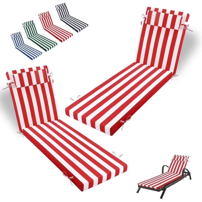 Outdoor Chaise Lounge Cushion, Thicken Waterproof Replacement Back Chaise Cushions for Pool, Sand Beach