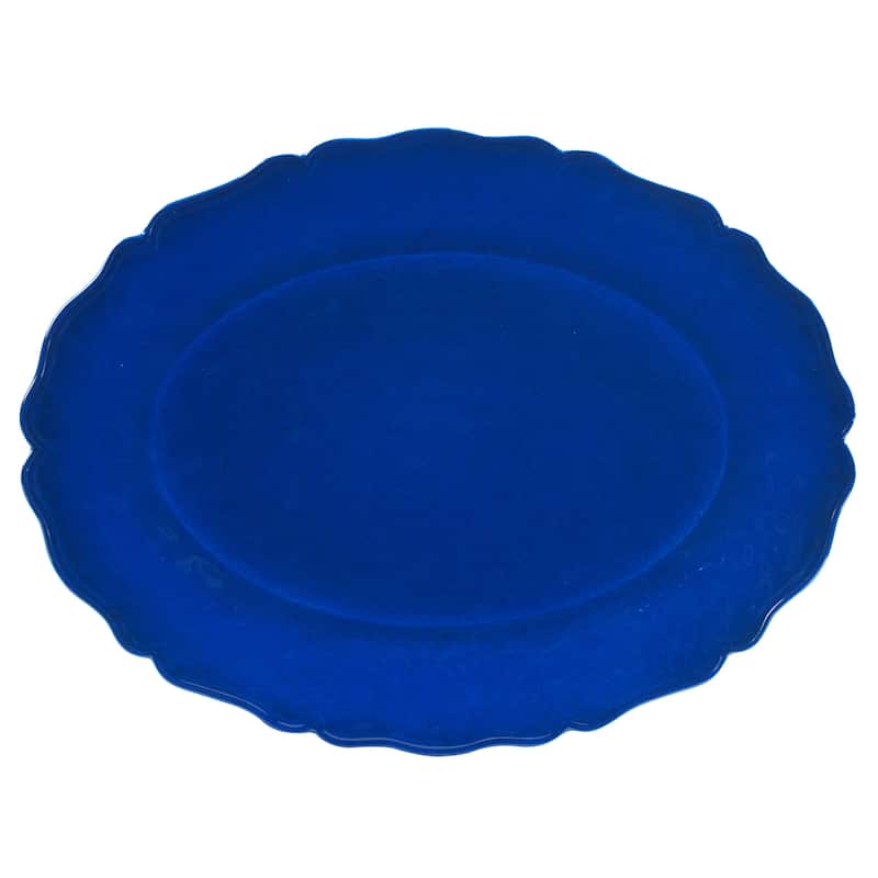 Certified International Blue Indigo Crackle Melamine 2-piece Platter Set