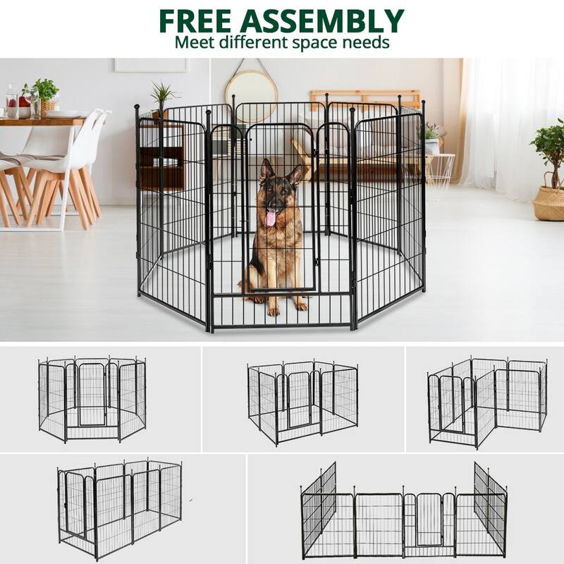 GARPROVM 8 Panels 40" Height Dog Playpen Heavy Duty Pet Fence Indoor Outdoor - 8 Panels 40" H