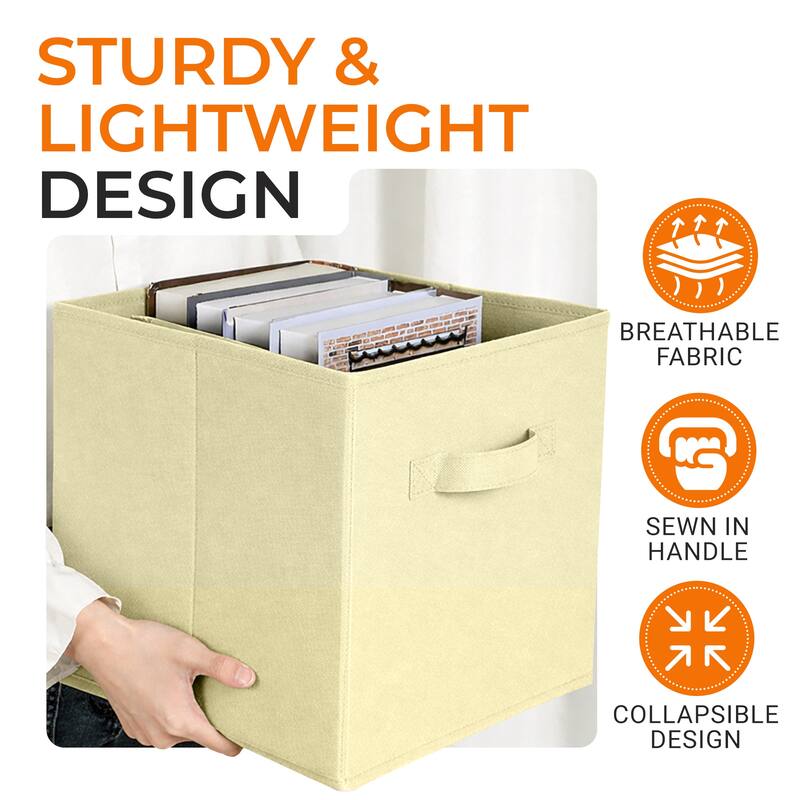 Cheer Collection 6 Pack Fabric Storage Cubes with Dual Handles Collapsible Organizer Bins