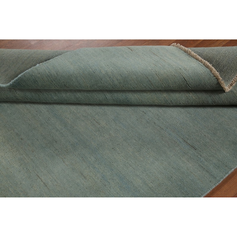 Blue & Green Modern Gabbeh Oriental Rug Hand-Knotted Wool Carpet - 5'0"x 6'5"