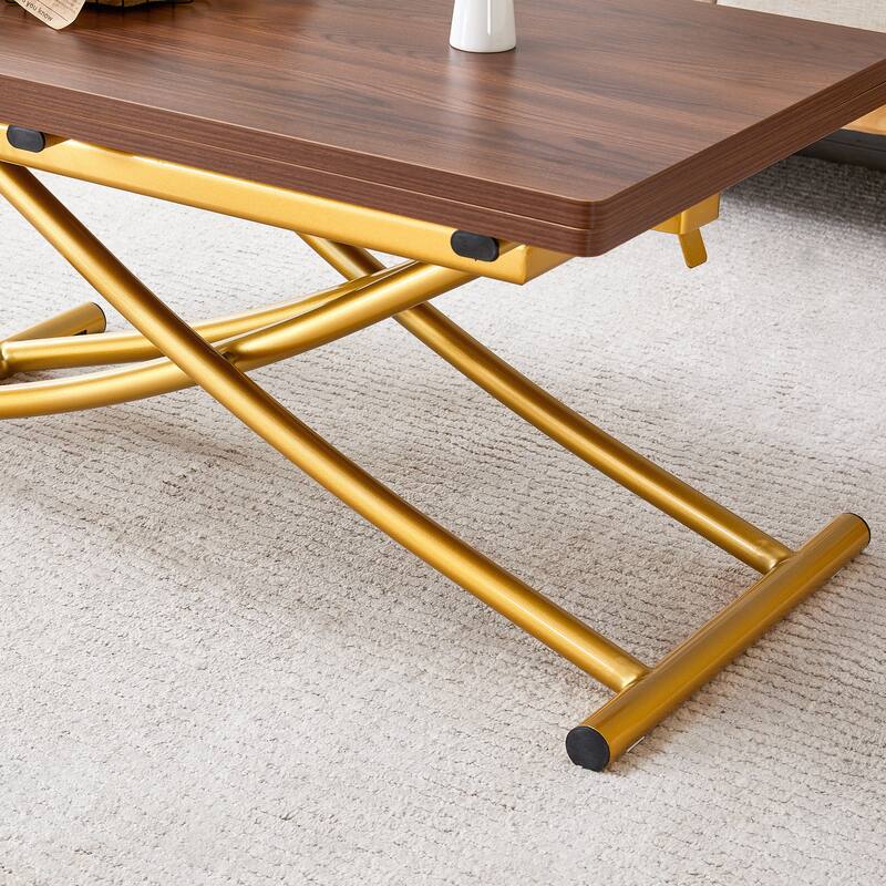 5-Piece Lift Dining Table Set with 4 Chairs, Modern Kitchen Table and Chairs Set, Compact Space-Saving Dining Room Set