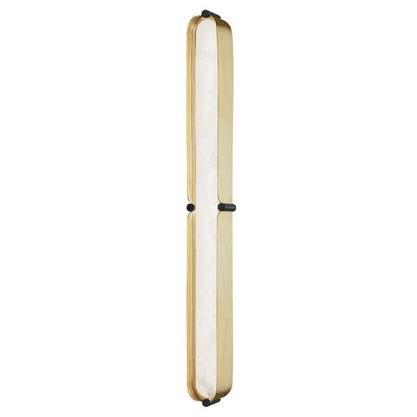 slide 2 of 2, Hudson Valley Tribeca Large LED Bath Bracket with Alabaster Shade Aged Brass