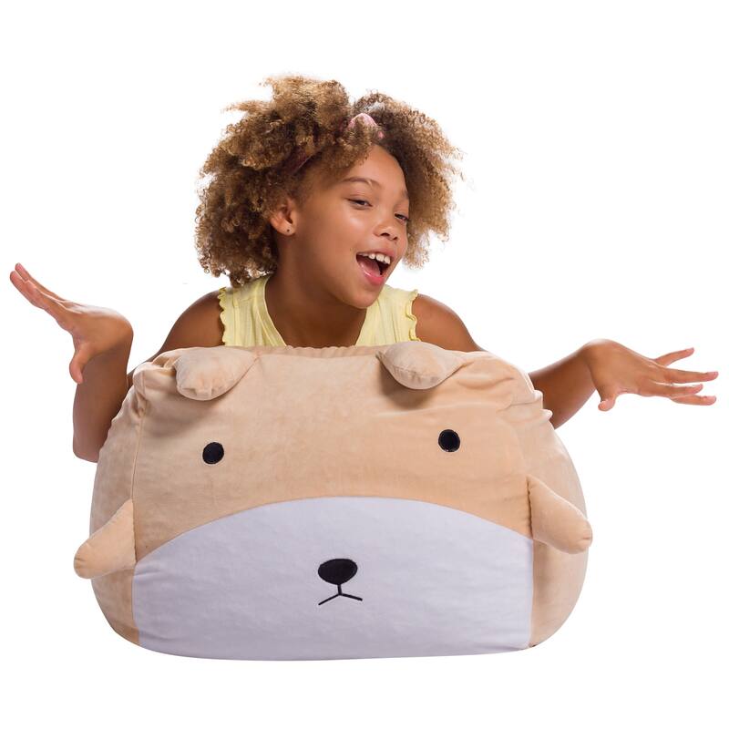 Stuffed Animal Storage Bean Bag Chair Cover only for Kids, Toy Holder