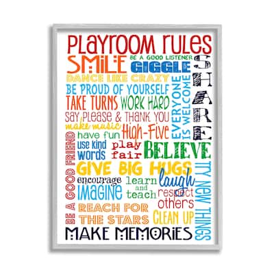 Rainbow Playroom Rules Smile Textured Framed Wall Art