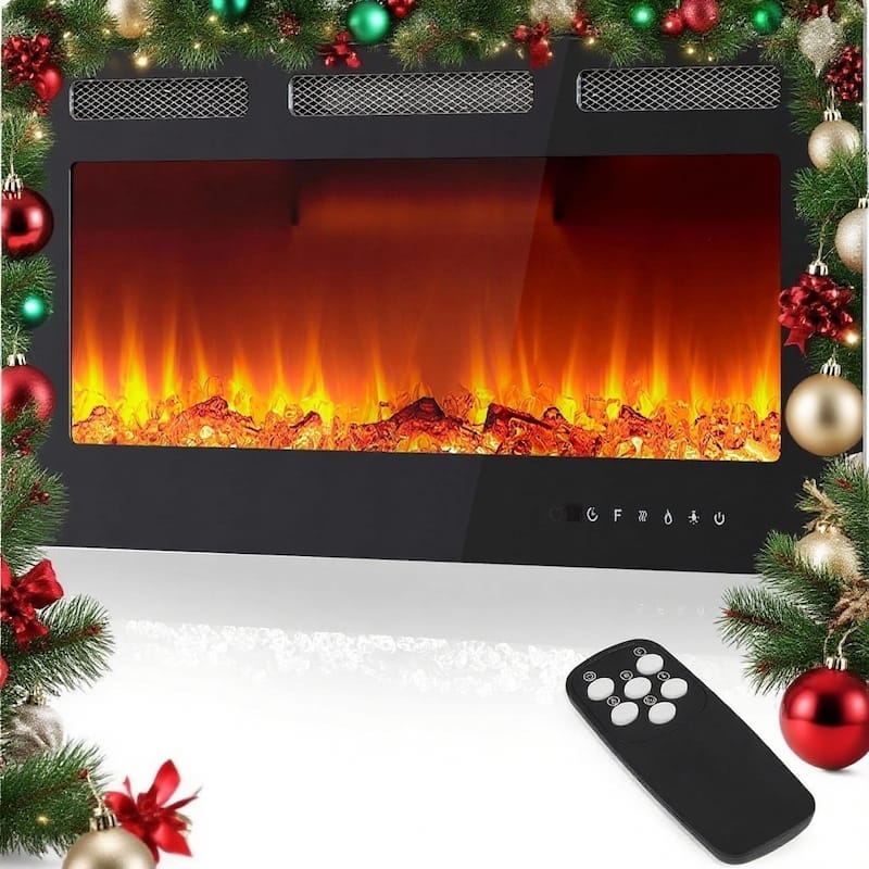 Wall Mount Electric Fireplace, Touch Screen and Remote Control, 12 Flame Colors - 30"