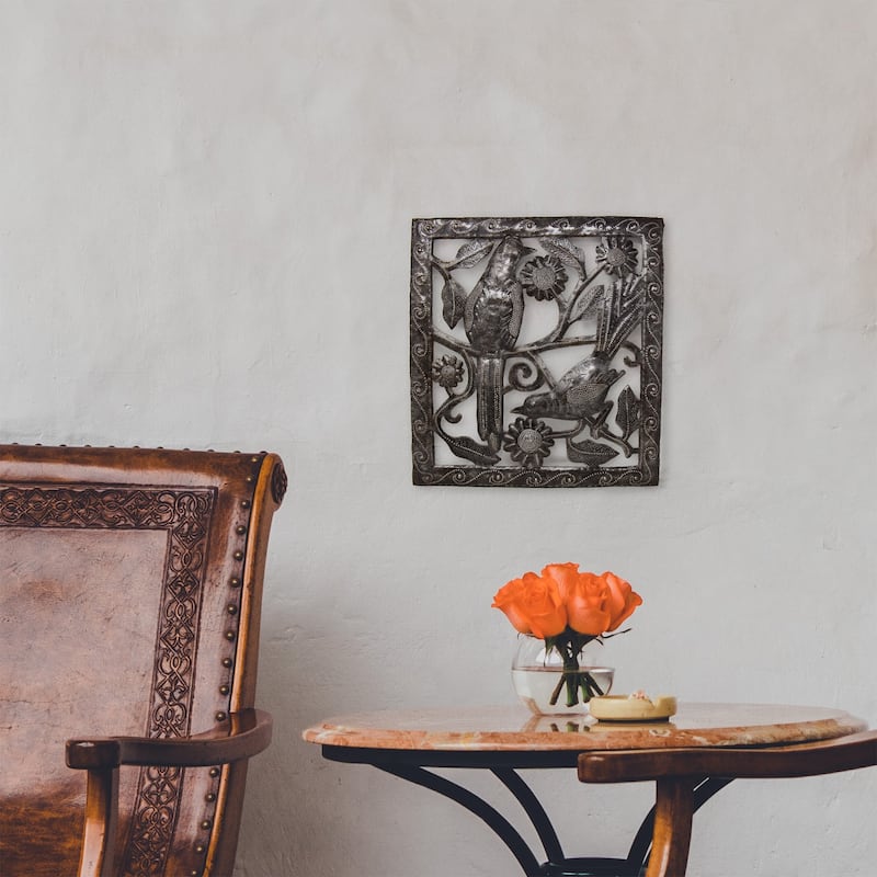Handmade Two Birds Metal Wall Art (Haiti)